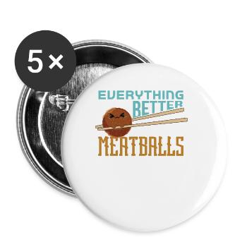 Boulettes de viande Boulettes de viande Cadeau - Lot de 5 grands badges (56 mm) - blanc - Devant