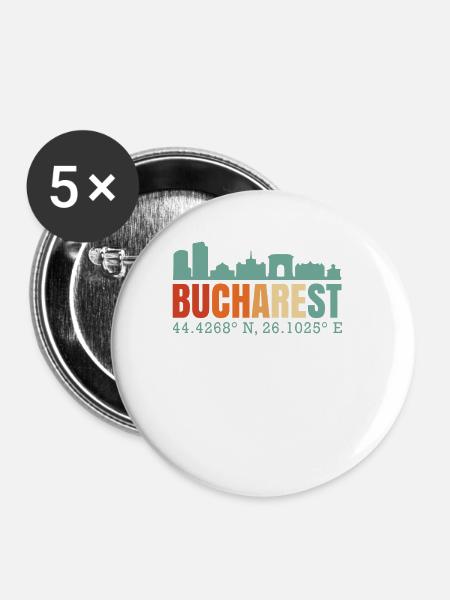 Bukarest Bukarest Rumänien Skyline - Buttons groß 56 mm (5er Pack) - Weiß
