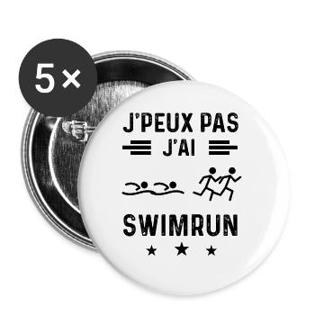 cadeau je peux pas j'ai swimrun - Lot de 5 grands badges (56 mm) - blanc - Devant