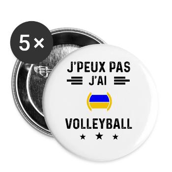 cadeau je peux pas j'ai volleyball - Lot de 5 grands badges (56 mm) - blanc - Devant