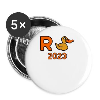 Rente Ente 2023 Pension Ruhestand Opa Oma Rentner - Buttons groß 56 mm (5er Pack) - Weiß - Vorne
