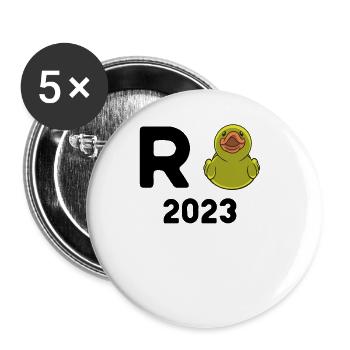 Rente Ente 2023 Pension Ruhestand Opa Oma Rentner - Buttons groß 56 mm (5er Pack) - Weiß - Vorne