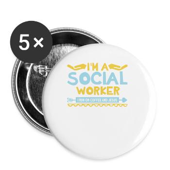 Travail social de l’école des travailleurs sociaux noirs - Lot de 5 grands badges (56 mm) - blanc - Devant