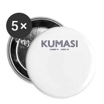 Coordonnées de la ville de Ghana - Kumasi - Lot de 5 grands badges (56 mm) - blanc - Devant