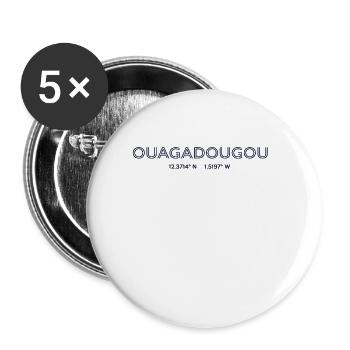 Burkina Faso City coordinates - Ouagadougou - Buttons large 2.2''/56 mm (5-pack) - white - Front