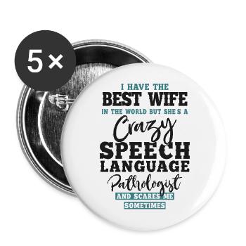 Assistant orthophoniste - Lot de 5 grands badges (56 mm) - blanc - Devant