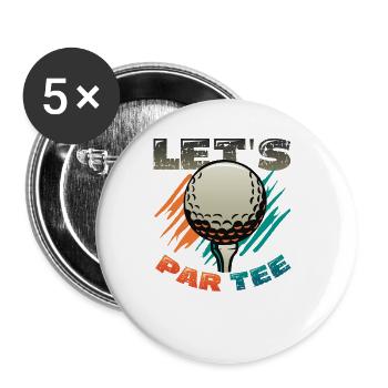 Lets Par Tee Golfer Funny Golf Club - Buttons groß 56 mm (5er Pack) - Weiß - Vorne
