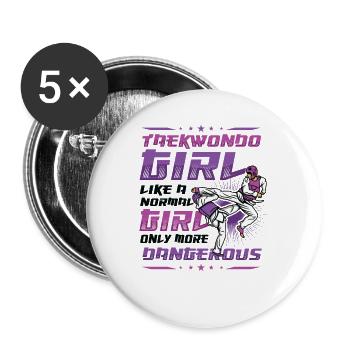 Arts Martiaux Filles Taekwondo - Lot de 5 grands badges (56 mm) - blanc - Devant