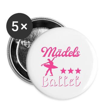 Coole Mädels üben Ballet - Buttons groß 56 mm (5er Pack) - Weiß - Vorne