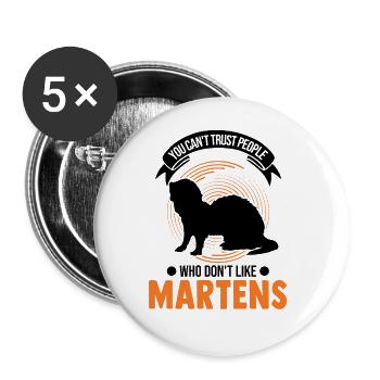 Martre Cadeau Vison Blaireau Martre - Lot de 5 grands badges (56 mm) - blanc - Devant