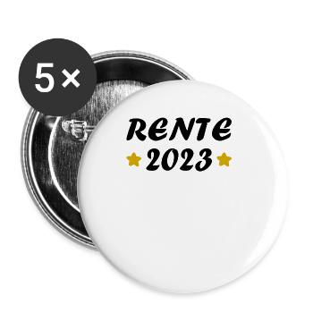 Ruhestand Rente Pension Renteneintritt Abschied - Buttons groß 56 mm (5er Pack) - Weiß - Vorne