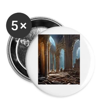 Griechische Mythology Tempel Ruinen Griechenland - Buttons groß 56 mm (5er Pack) - Weiß - Vorne