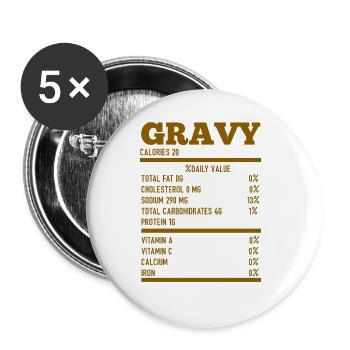 Thanksgiving Nutrition Gravy Funny Food Facts - Buttons groß 56 mm (5er Pack) - Weiß - Vorne
