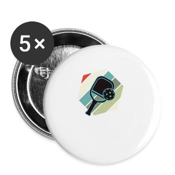 Ne sous-estimez jamais un vieil homme avec un pickleball - Lot de 5 grands badges (56 mm) - blanc - Devant