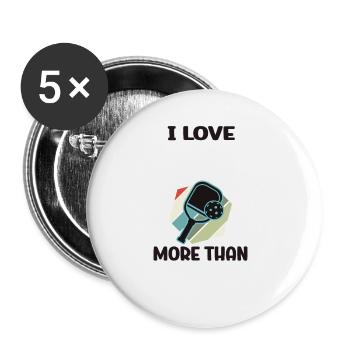 J’aime mon pickleball plus que les gens - Lot de 5 grands badges (56 mm) - blanc - Devant