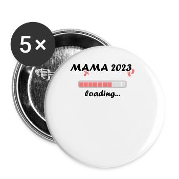 Mom 2023 Loading Pregnancy Announcement Baby - Buttons large 2.2''/56 mm (5-pack) - white - Front