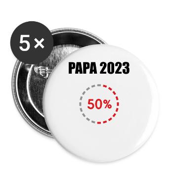 Papa 2023 Loading Vaterschaft Vater Werden Dad - Buttons groß 56 mm (5er Pack) - Weiß - Vorne