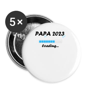 Papa 2023 Chargement Paternité Papa Devenir un Père Fun - Lot de 5 grands badges (56 mm) - blanc - Devant
