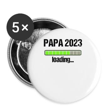Papa 2023 Loading Vaterschaft Vater Werden Dad - Buttons groß 56 mm (5er Pack) - Weiß - Vorne