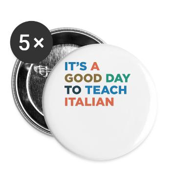 Enseignement de l’enseignement de l’italien - Lot de 5 grands badges (56 mm) - blanc - Devant