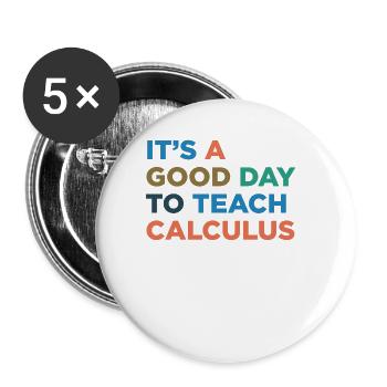 Rechnenlehrer Unterrichten - Buttons groß 56 mm (5er Pack) - Weiß - Vorne
