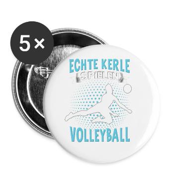 Volleyball Mädchen Damen Volleyballerin Beach - Buttons groß 56 mm (5er Pack) - Weiß - Vorne