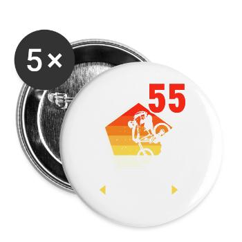 Ich bin 55 Ab jetzt gehts abwärts 55 Geburtstag - Buttons groß 56 mm (5er Pack) - Weiß - Vorne