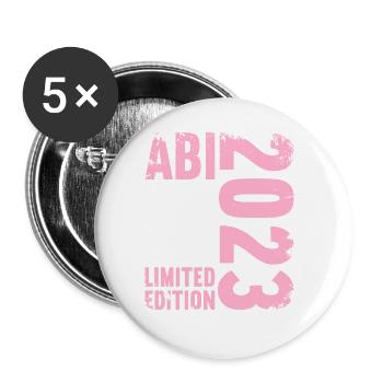 Abitur Gymnasium Damen und Herren Abi 2023 - Buttons groß 56 mm (5er Pack) - Weiß - Vorne