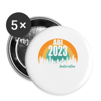 Abitur Gymnasium Damen und Herren Abi 2023 - Buttons groß 56 mm (5er Pack) - Weiß - Vorne