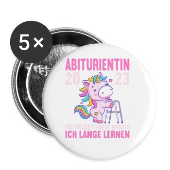 Abitur 2023 Für dieses musste ich lange lernen - Buttons groß 56 mm (5er Pack) - Weiß - Vorne