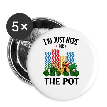 Casino Gambling Slot Machine à sous Jeu de cartes - Lot de 5 grands badges (56 mm) - blanc - Devant