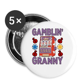 Casino Gambling Slot Machine à sous Jeu de cartes - Lot de 5 grands badges (56 mm) - blanc - Devant