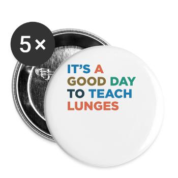 Lunges Coach Unterrichten - Buttons groß 56 mm (5er Pack) - Weiß - Vorne