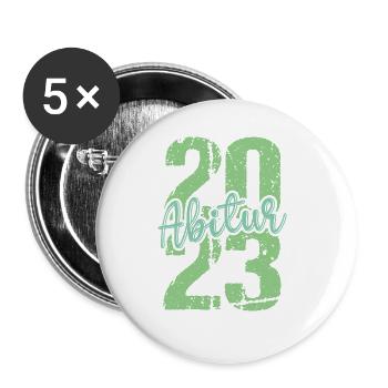 Abitur Gymnasium Damen und Herren Abi 2023 - Buttons groß 56 mm (5er Pack) - Weiß - Vorne