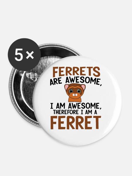 Frettchen - Buttons groß 56 mm (5er Pack) - Weiß