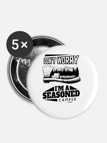 Camping - Buttons groß 56 mm (5er Pack) - Weiß