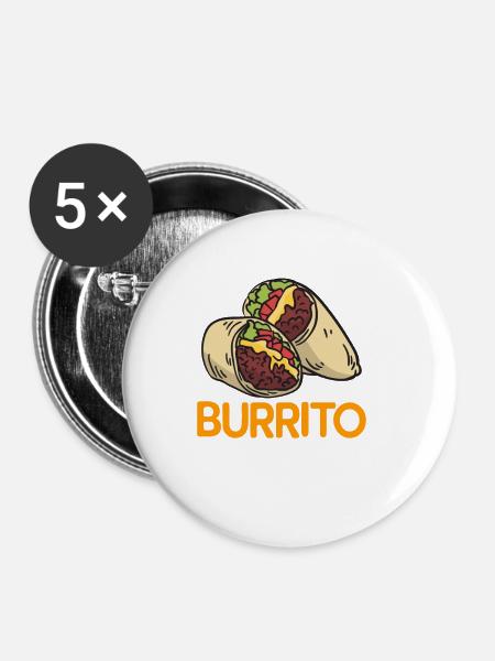 Burrito - Buttons groß 56 mm (5er Pack) - Weiß