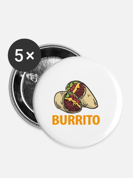 Burrito - Buttons groß 56 mm (5er Pack) - Weiß