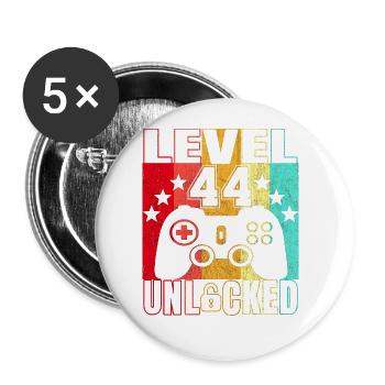 44 Jahre Geburtstagsshirt Zocker Gamer 44. - Buttons groß 56 mm (5er Pack) - Weiß - Vorne