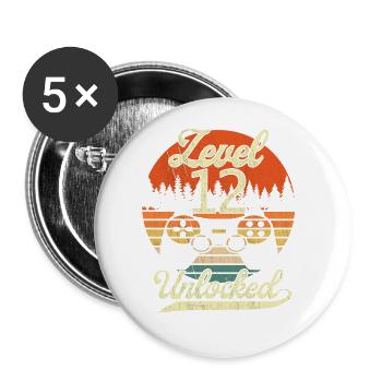 Level 12 Unlocked Men Boys Gamer 12 - Buttons large 2.2''/56 mm (5-pack) - white - Front