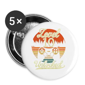 Niveau 10 Hommes Débloqués Hommes Joueurs 10 - Lot de 5 grands badges (56 mm) - blanc - Devant