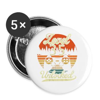 Level 35 Unlocked Men Gamer 35 Birthday Gamer - Buttons large 2.2''/56 mm (5-pack) - white - Front