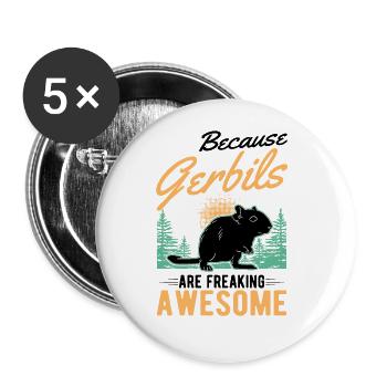 Because Gerbils are freaking awesome gerbil - Buttons large 2.2''/56 mm (5-pack) - white - Front