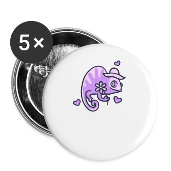 Chamäleon - Buttons groß 56 mm (5er Pack) - Weiß - Vorne