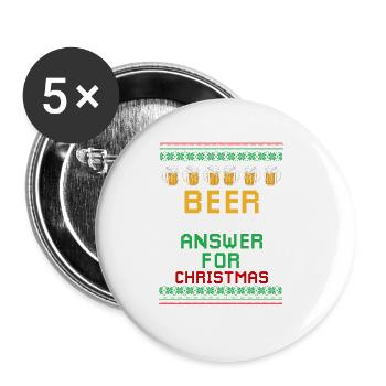 La bière est toujours la réponse pour Noël drôle - Lot de 5 grands badges (56 mm) - blanc - Devant
