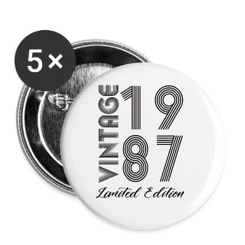 Vintage 1987 Vintage Birthday Retro Vintage - Buttons large 2.2''/56 mm (5-pack) - white - Front