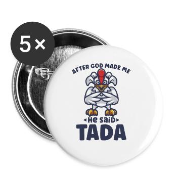 Chicken Farmer Gift Funny Chickens Country Farm - Buttons large 2.2''/56 mm (5-pack) - white - Front