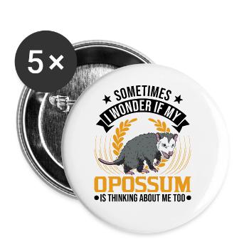 Opossum Gift Possum Marsupial - Buttons large 2.2''/56 mm (5-pack) - white - Front