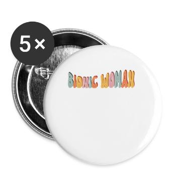 Bionische Frau Prothesenchirurgie Empowerment - Buttons groß 56 mm (5er Pack) - Weiß - Vorne