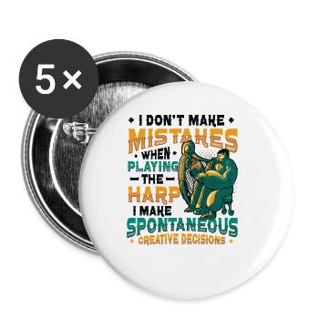 Harp player, Harp player, Harp - Buttons large 2.2''/56 mm (5-pack) - white - Front